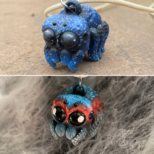 CUSTOM PAINTED Jumping Spider Pendant (Made to order)