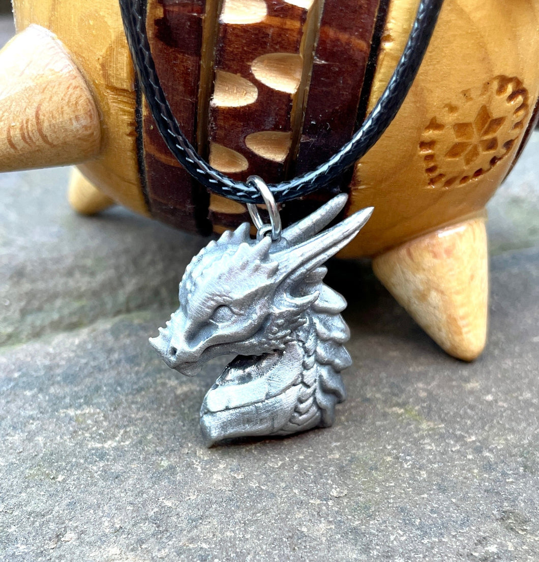 Pewter Dragon Bust Pendant