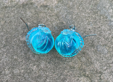 Blue Translucent Dragon Bauble Earrings