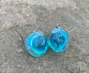 Blue Translucent Dragon Bauble Earrings