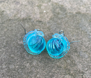 Blue Translucent Dragon Bauble Earrings