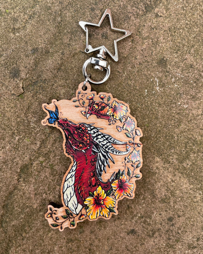 Butterfly Dragon Printed Wooden Charm