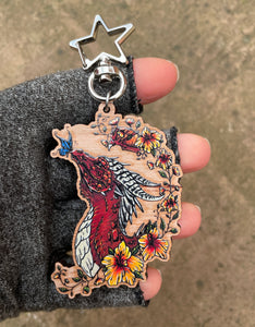 Butterfly Dragon Printed Wooden Charm