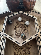 Load image into Gallery viewer, Let&#39;s Roll Dragon Engraved Wooden Dice/Trinket dish