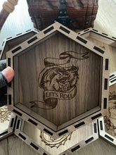 Load image into Gallery viewer, Let&#39;s Roll Dragon Engraved Wooden Dice/Trinket dish