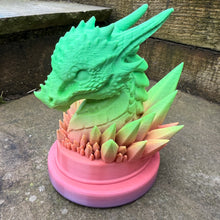 Load image into Gallery viewer, Crystal Dragon Bust 3D Printed Sculpture (Made to order, random gradient)