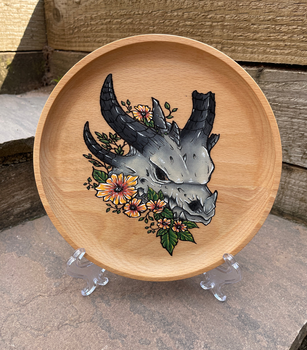 Dragon Skull Hand painted Trinket Dish